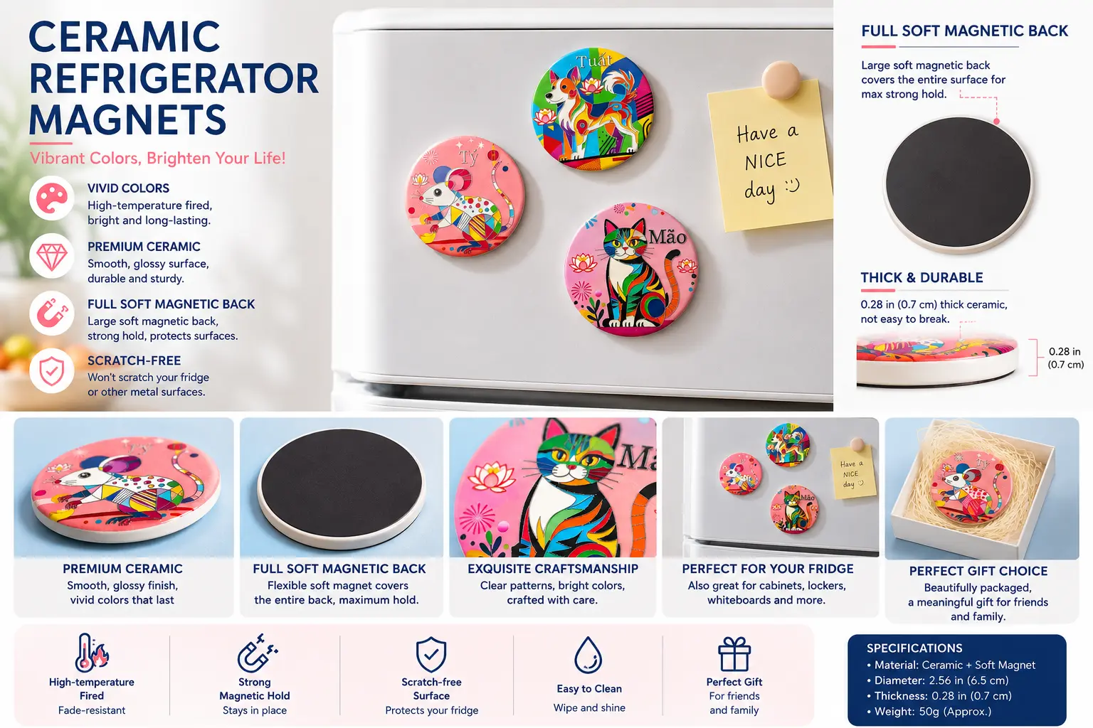 Ceramic Chinese Zodiac Refrigerator Magnets